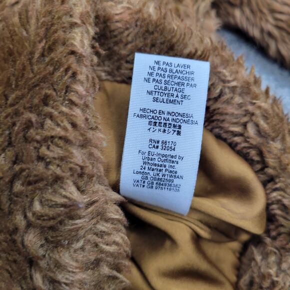 Free people Mena Cropped Faux Fur Brown Collared Teddy Bear Coat Womens Medium - Picture 6 of 7